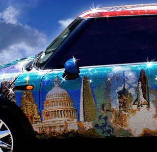 Illustration for article titled Mini Cooper Covered In One Million Swarovski Crystals... Is Proud To Be An American?